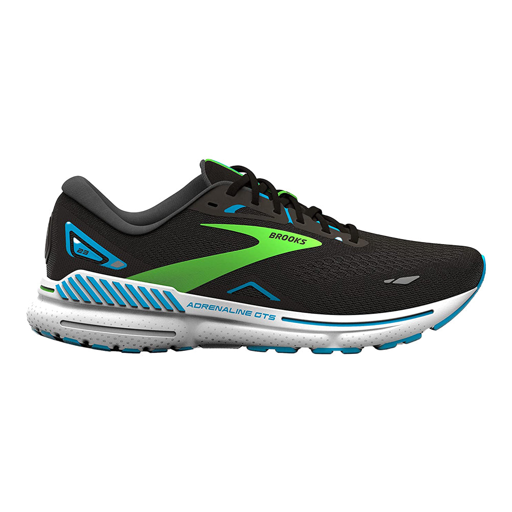  Brooks Men's Adrenaline GTS 23 Supportive Running Shoe -  Black/Hawaiian Ocean/Green - 7 Medium