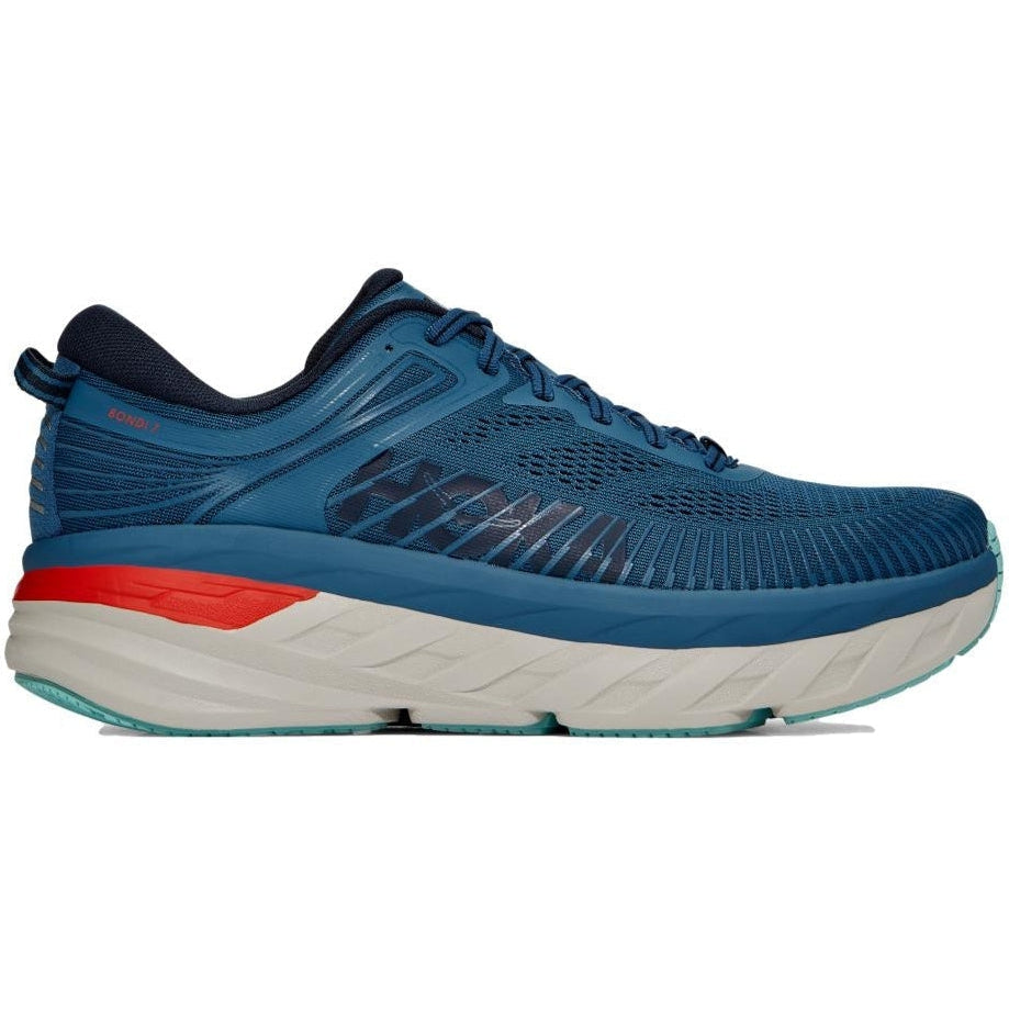  HOKA ONE ONE Bondi 7 Mens Shoes Size 10, Color: Blue  Graphite/Butterfly