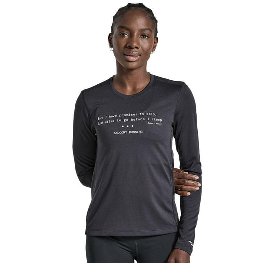 Saucony-Women's Saucony Stopwatch Graphic Long Sleeve-Black Graphic-Pacers Running