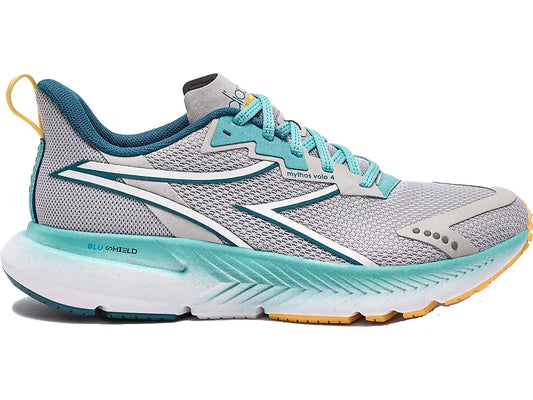 Women's Diadora Mythos Blushield Volo 4, Silver DD/Dusty Turquoise, 7 B Medium