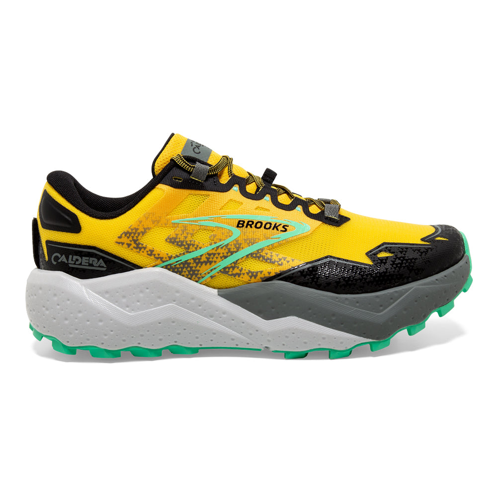 Men's Brooks Caldera 7, Lemon Chrome/Black/Springbud, 8.5 D Medium