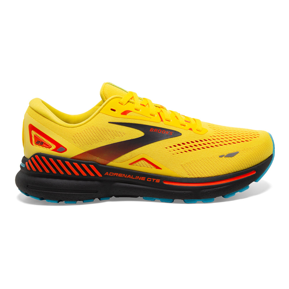 Brooks-Men's Brooks Adrenaline GTS 23-Yellow/Foraged Iron/Orange-Pacers Running