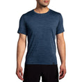 Load image into Gallery viewer, Brooks-Men's Brooks Luxe Short Sleeve-Heather Blue Slate-Pacers Running
