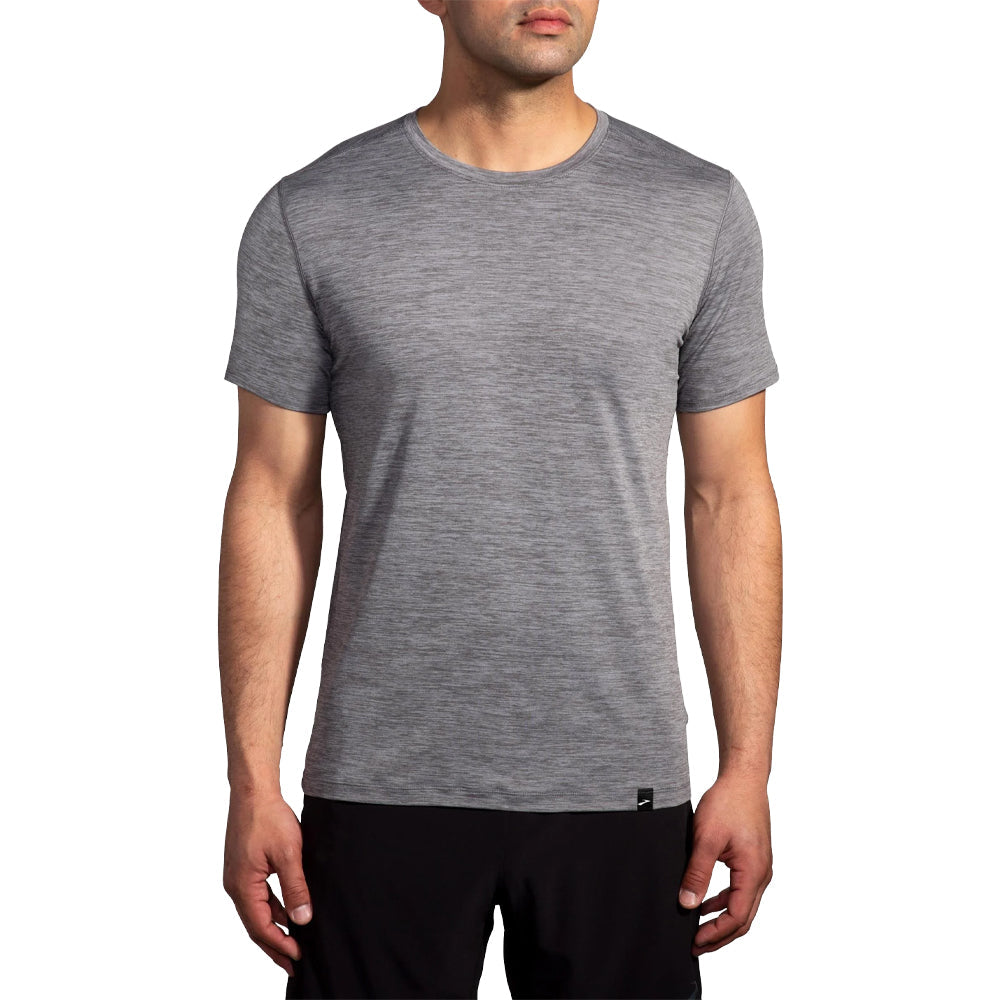 Brooks-Men's Brooks Luxe Short Sleeve-Heather Charcoal-Pacers Running