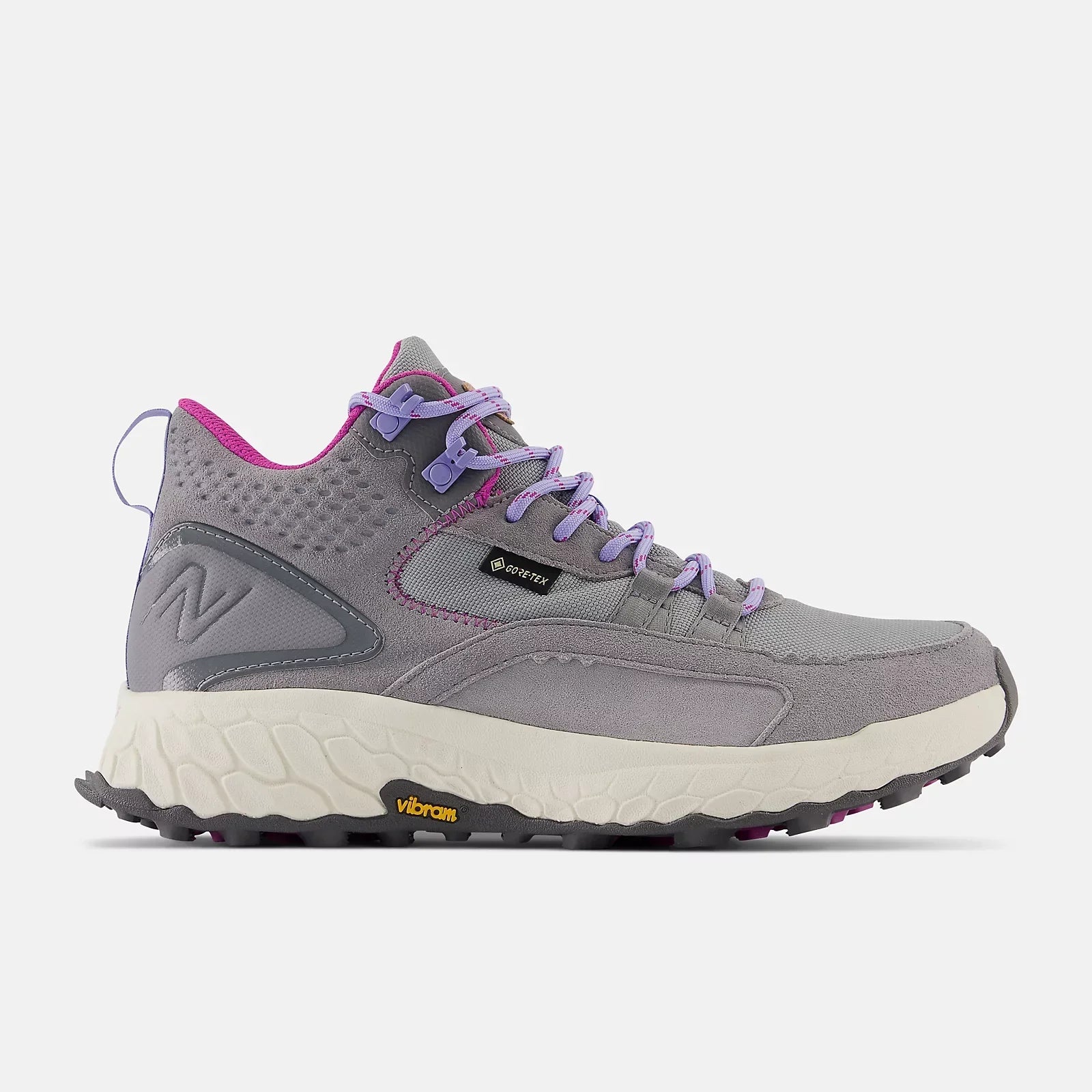 Women's New Balance Fresh Foam X Hierro V1 Mid GTX, Steel/Castlerock/Magenta, 9 D Wide