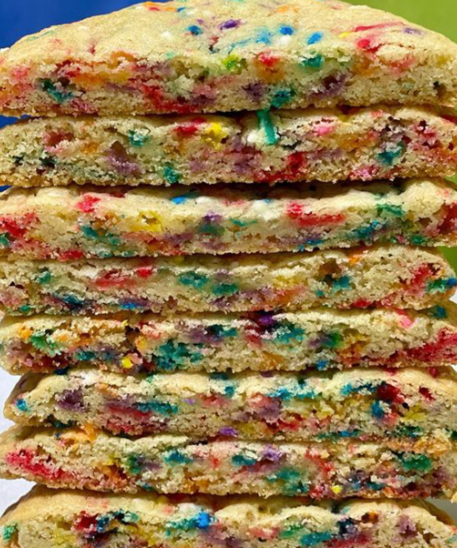 Stack of rainbow Pride cookies.