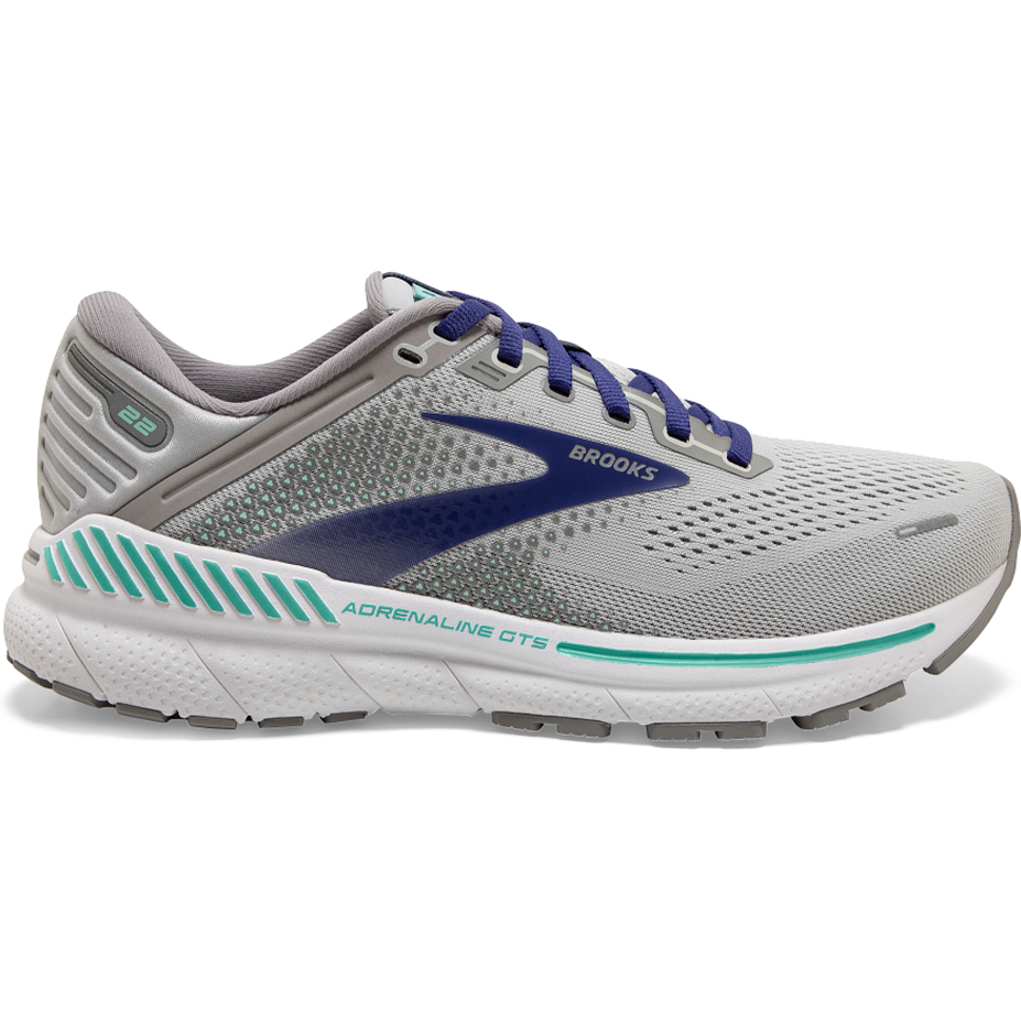 Women's Brooks Adrenaline GTS 22, Alloy/Blue/Green, 5 2E Extra Wide