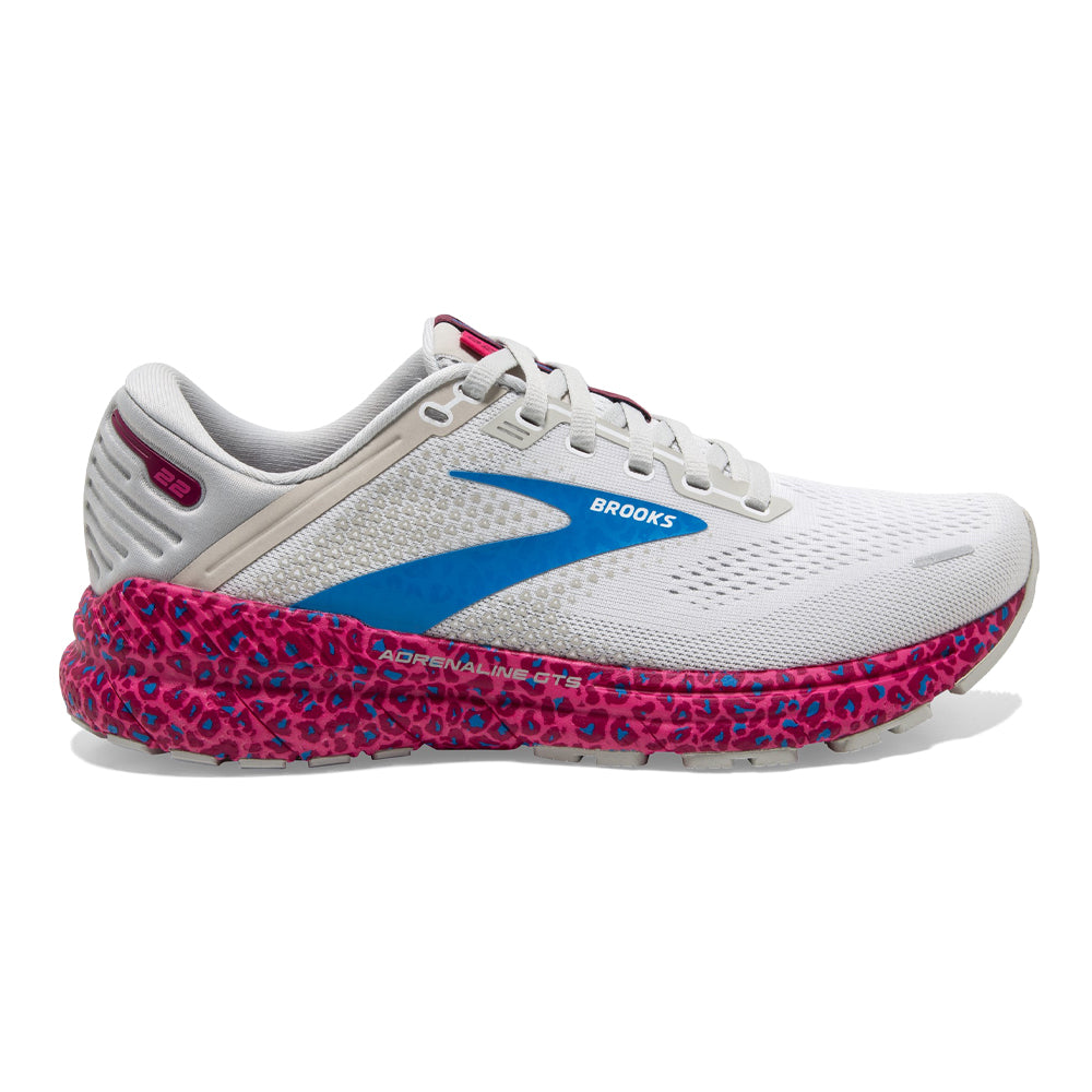 Women's Brooks Adrenaline GTS 22, White/Oyster/Brilliant, 5 B Medium