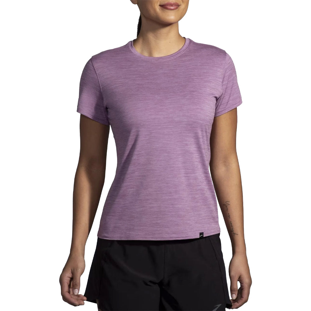 Brooks-Women's Brooks Luxe Short Sleeve-Heather Washed Plum-Pacers Running