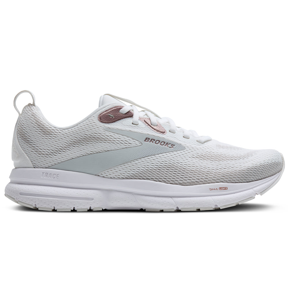 (取寄) ブルックス レディース トレース 4 Brooks women Trace 4 White/Oyster/Rose Women's Brooks Trace 4 – Pacers Running