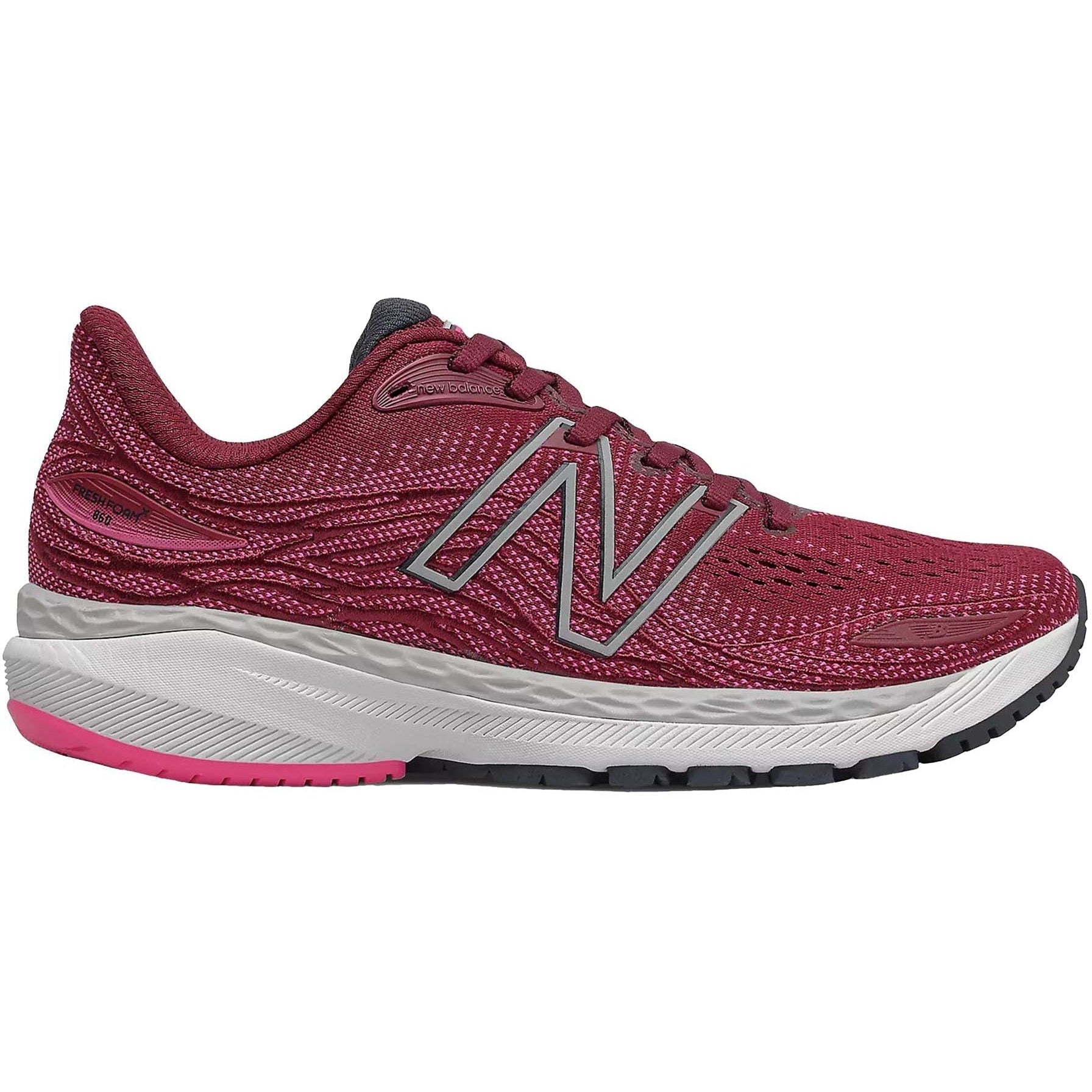 Women's New Balance Fresh Foam X 860v12, Garnet/Pink Glo, 5 B Medium