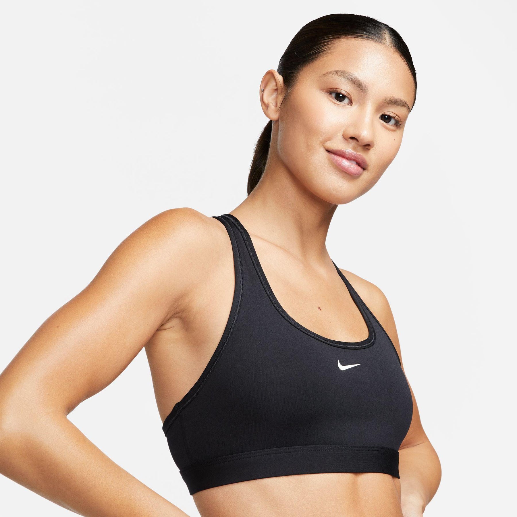 Nike-Women's Nike Swoosh Light Support-Black/White-Pacers Running