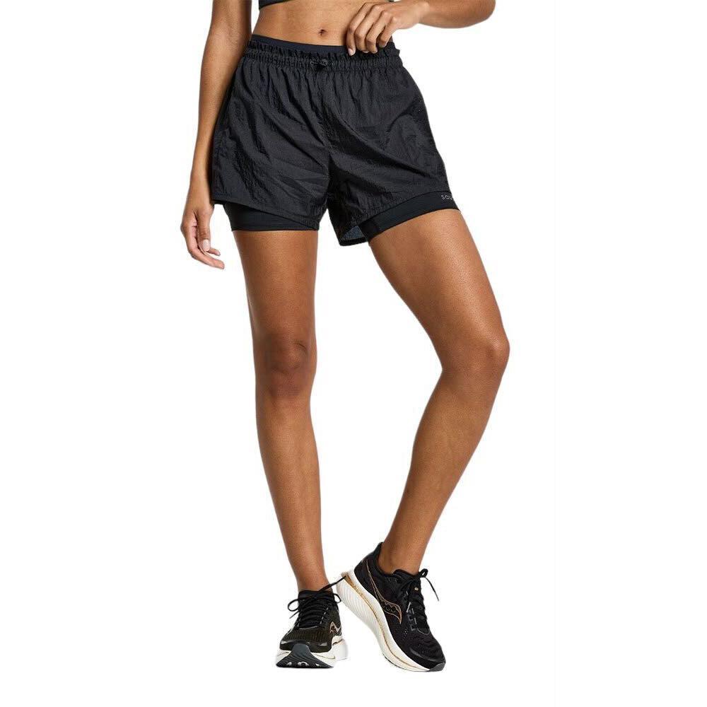 Saucony-Women's Saucony Elevate 4" 2-in-1 Shorts-Black-Pacers Running