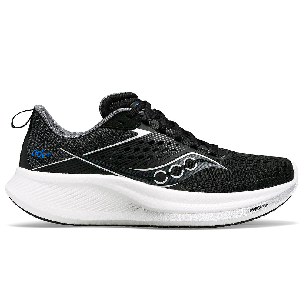 Women's Saucony Ride 17, Black/White, 10 B Medium