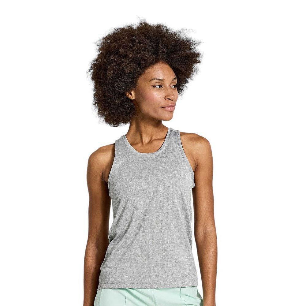 Saucony-Women's Saucony Stopwatch Singlet-Light Grey Heather-Pacers Running