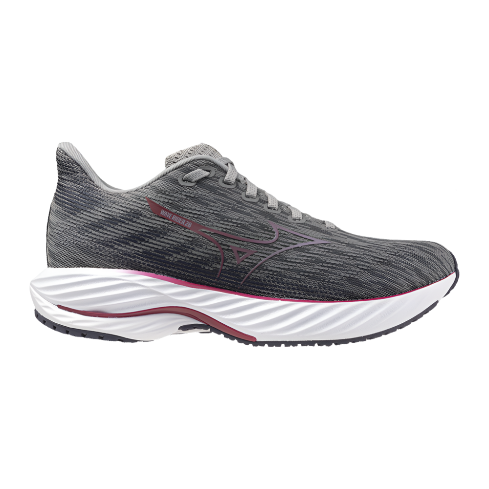 Women's Mizuno Wave Rider 28, Ultimate Grey/Cosmo Chrome, 6.5 B Medium
