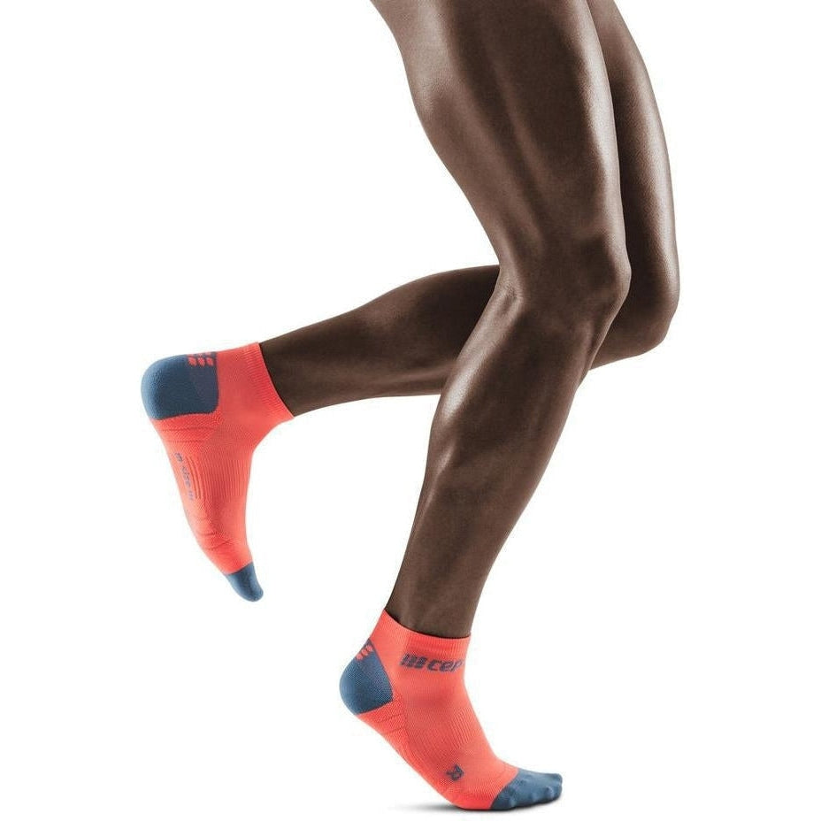 CEP-CEP Men's Low Cut Compression Socks 3.0-Coral/Grey-Pacers Running