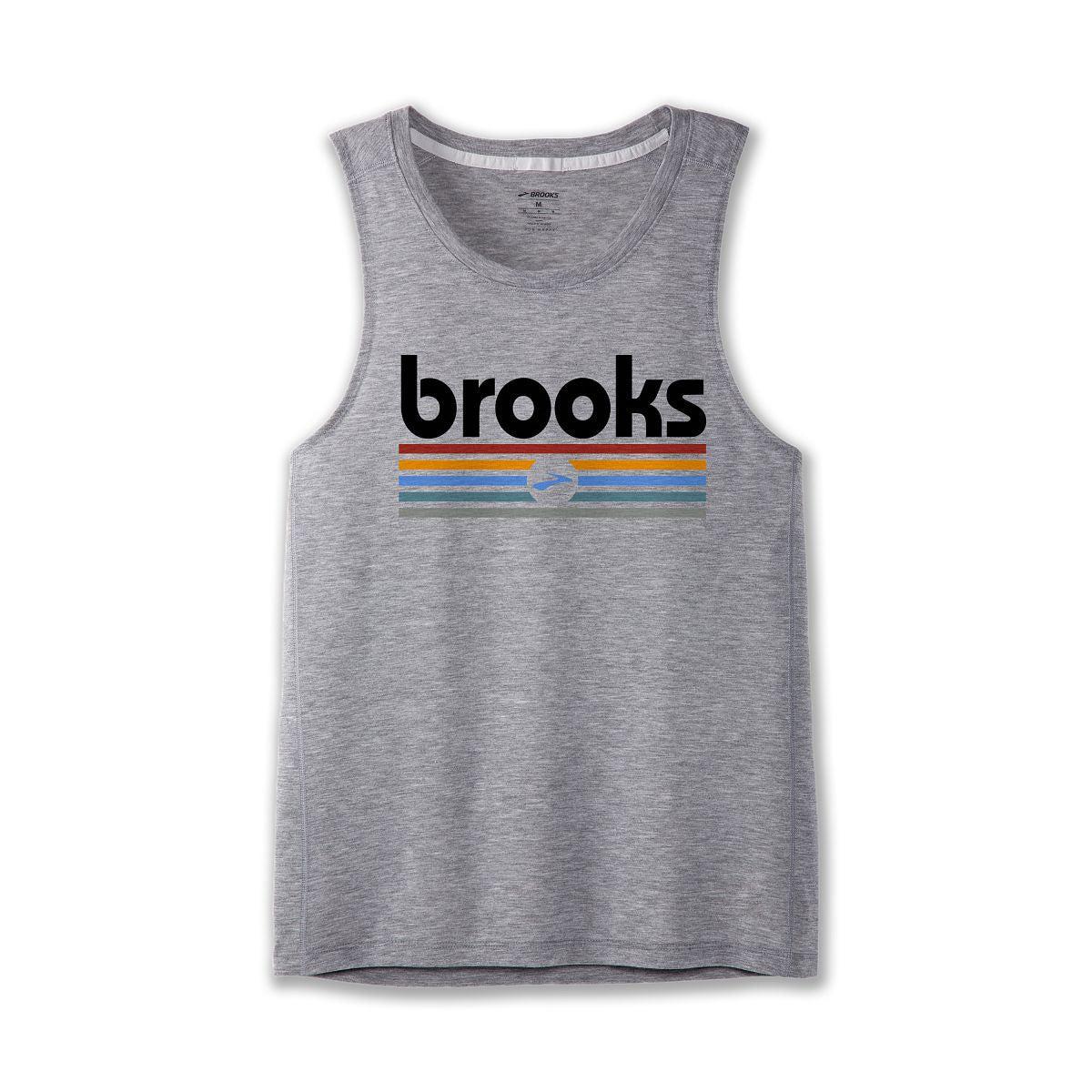 Brooks-Men's Brooks Distance Tank 2.0-Htr Ash/BR Track Stripe-Pacers Running
