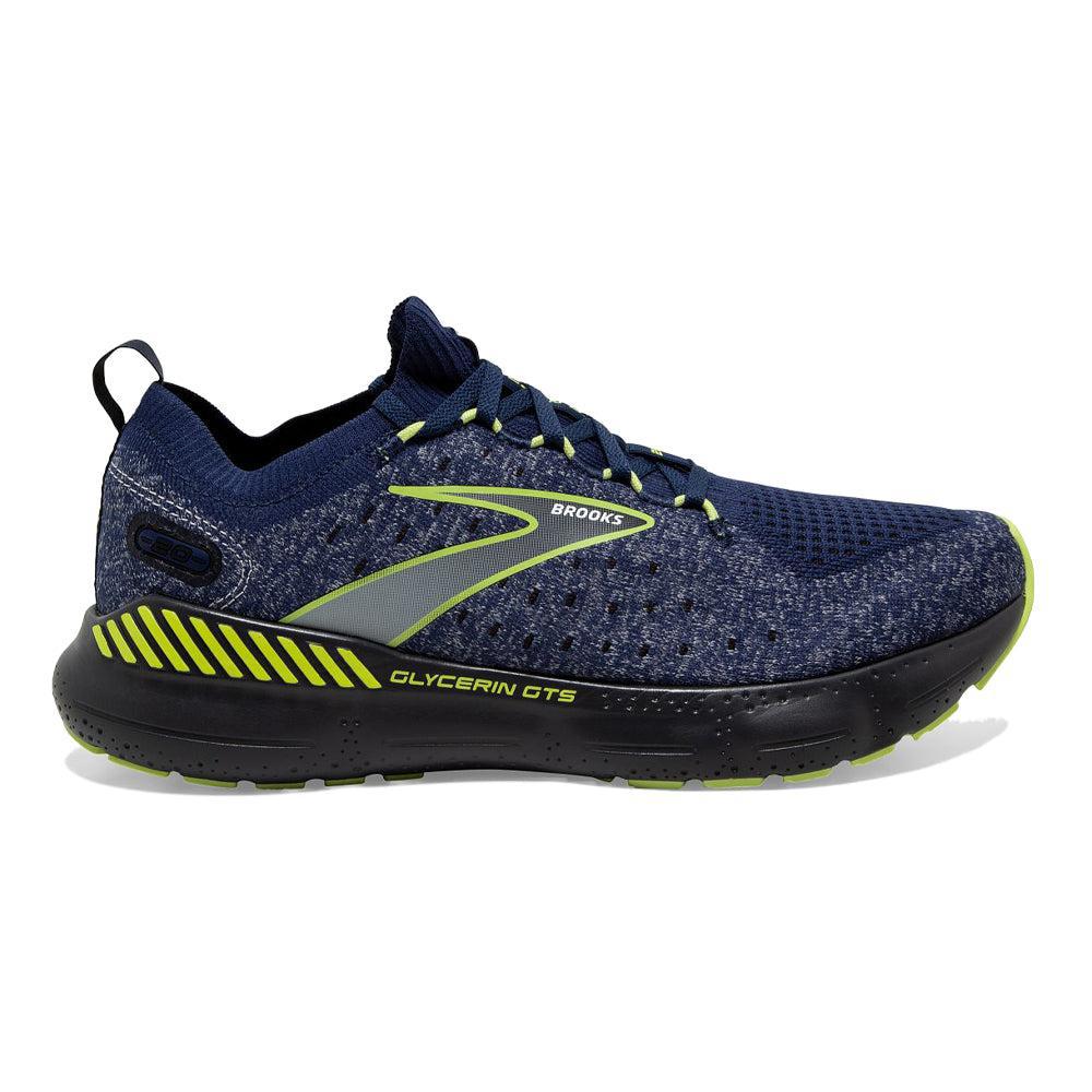 Brooks-Men's Brooks Glycerin StealthFit GTS 20-Blue/Ebony/Lime-Pacers Running