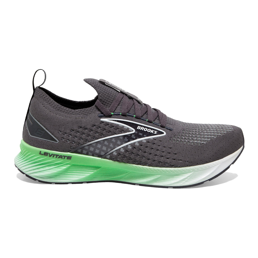 Brooks-Men's Brooks Levitate StealthFit 6-Blackened Pearl/Green/White-Pacers Running