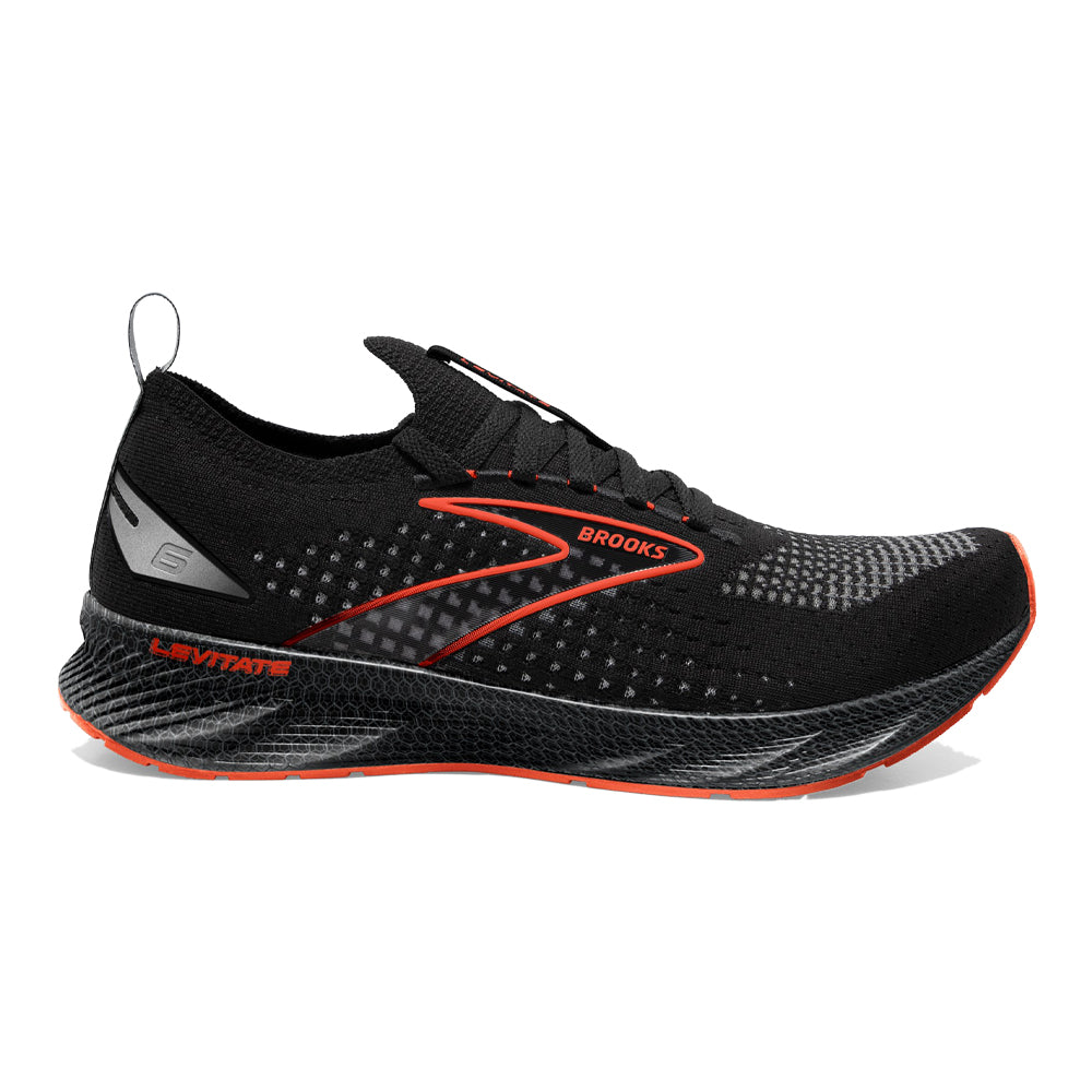 Brooks-Men's Brooks Levitate StealthFit 6-Black/Spicy Orange-Pacers Running