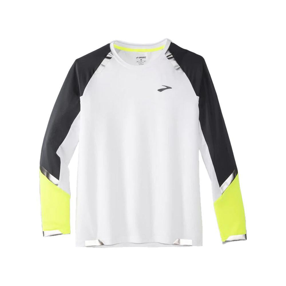 Brooks-Men's Brooks Run Visible Long Sleeve-White/Asphalt/Nightlife-Pacers Running