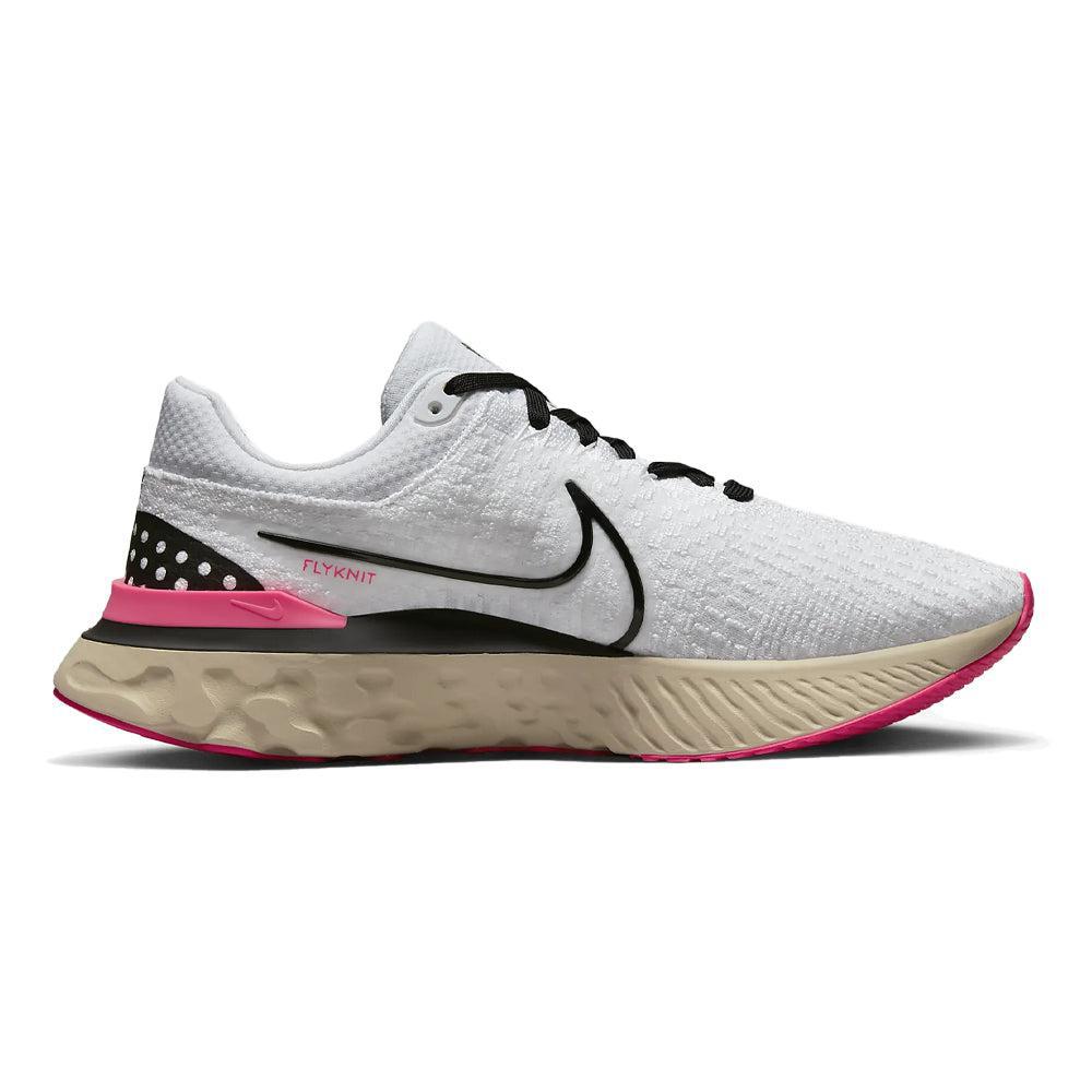 Nike-Men's Nike React Infinity Run Flyknit 3-White/Black-Pearl White-Hyper Pink-Pacers Running