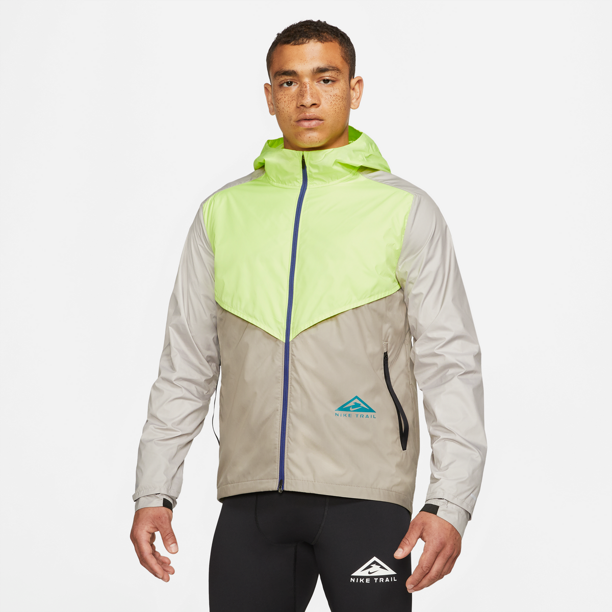 Nike-Men's Nike Windrunner Jacket-Light Lemon Twist/Moon Fossil/Bright Spruce-Pacers Running