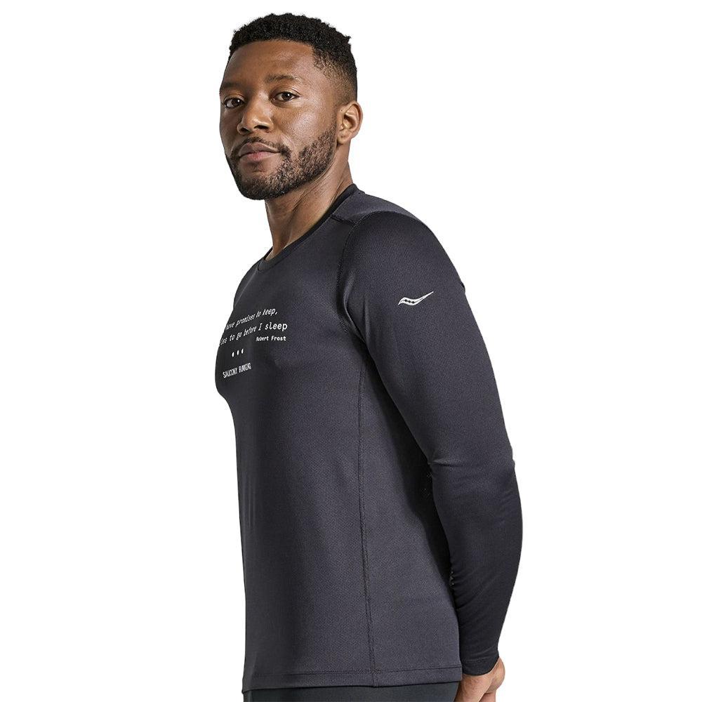 Saucony-Men's Saucony Stopwatch Graphic Long Sleeve-Black Graphic-Pacers Running