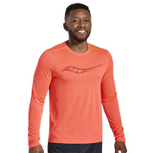 Saucony-Men's Saucony Stopwatch Graphic Long Sleeve-Vizi Red Graphic-Pacers Running