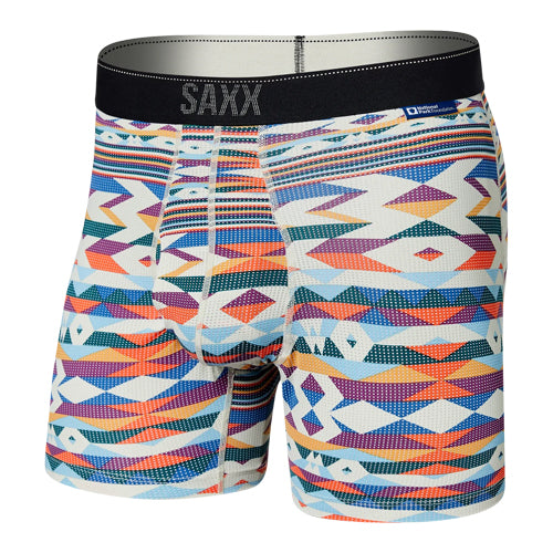 Saxx-Men's Saxx Quest Quick Dry Mesh Boxer Brief Fly-Park Lodge Geo-Multi-Pacers Running
