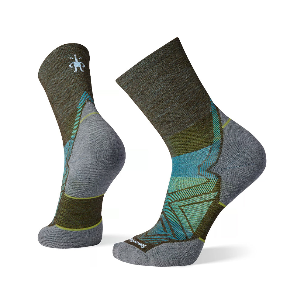 Smartwool-Unisex Smartwool Run Targeted Cushion Mid Crew Socks-Military Olive-Pacers Running