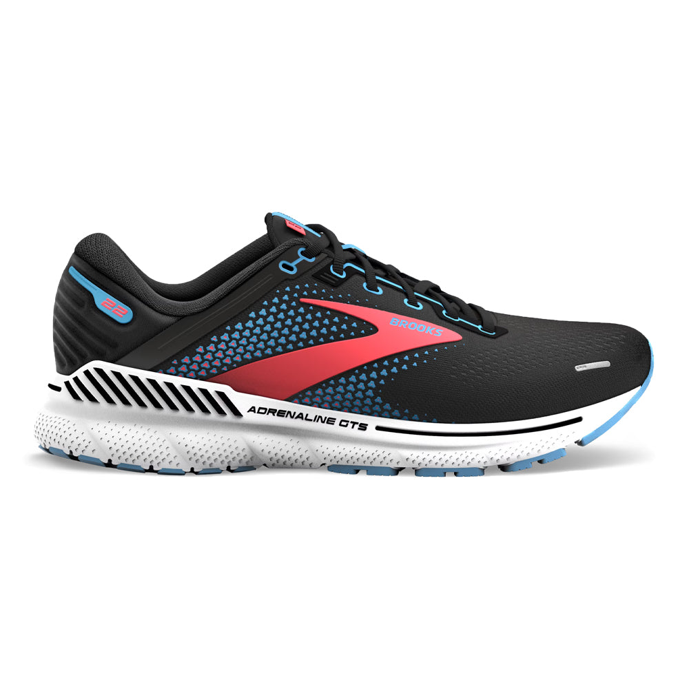 Brooks-Women's Brooks Adrenaline GTS 22-Black/Lake Blue/Coral-Pacers Running