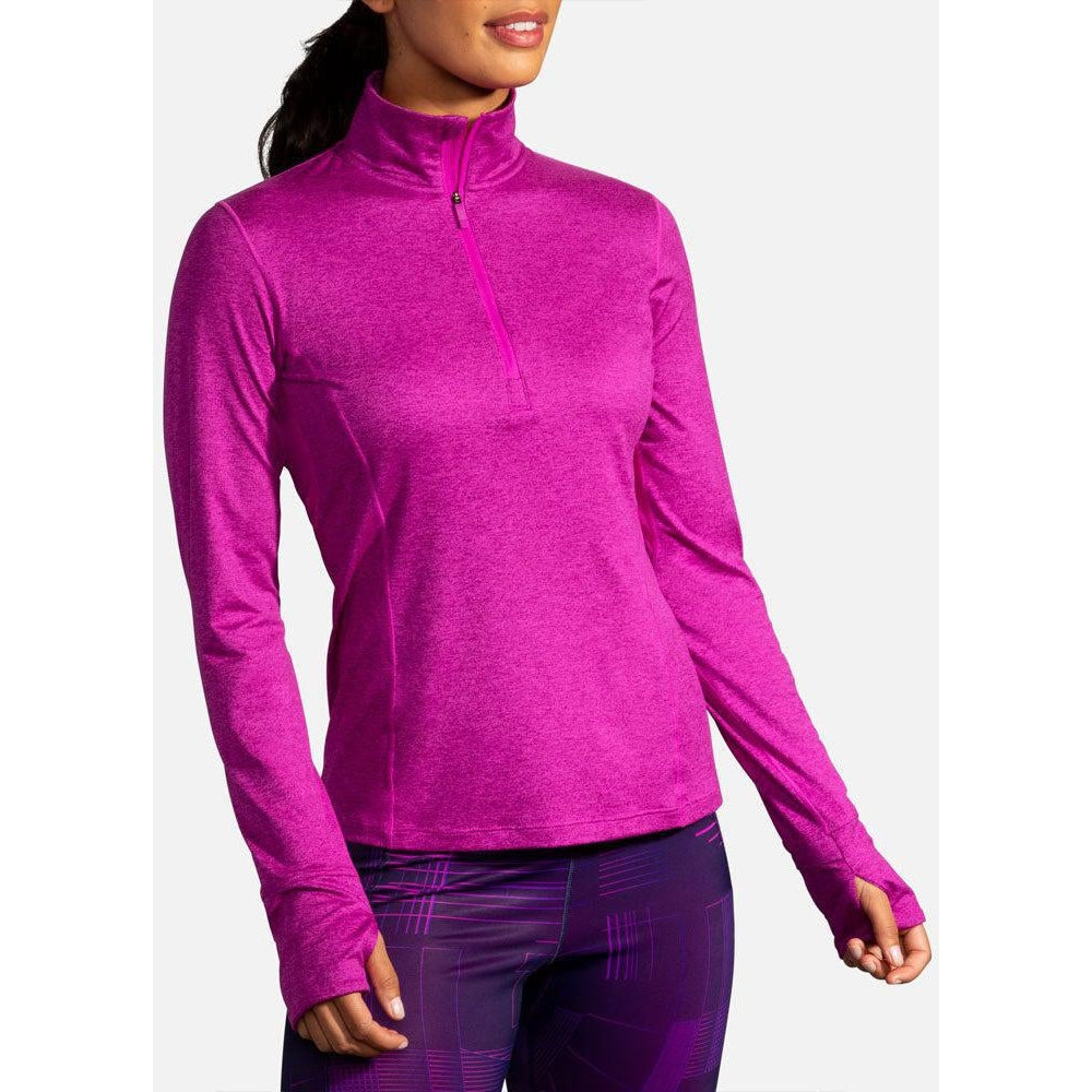 Brooks-Women's Brooks Dash 1/2 Zip-Heather Magenta-Pacers Running