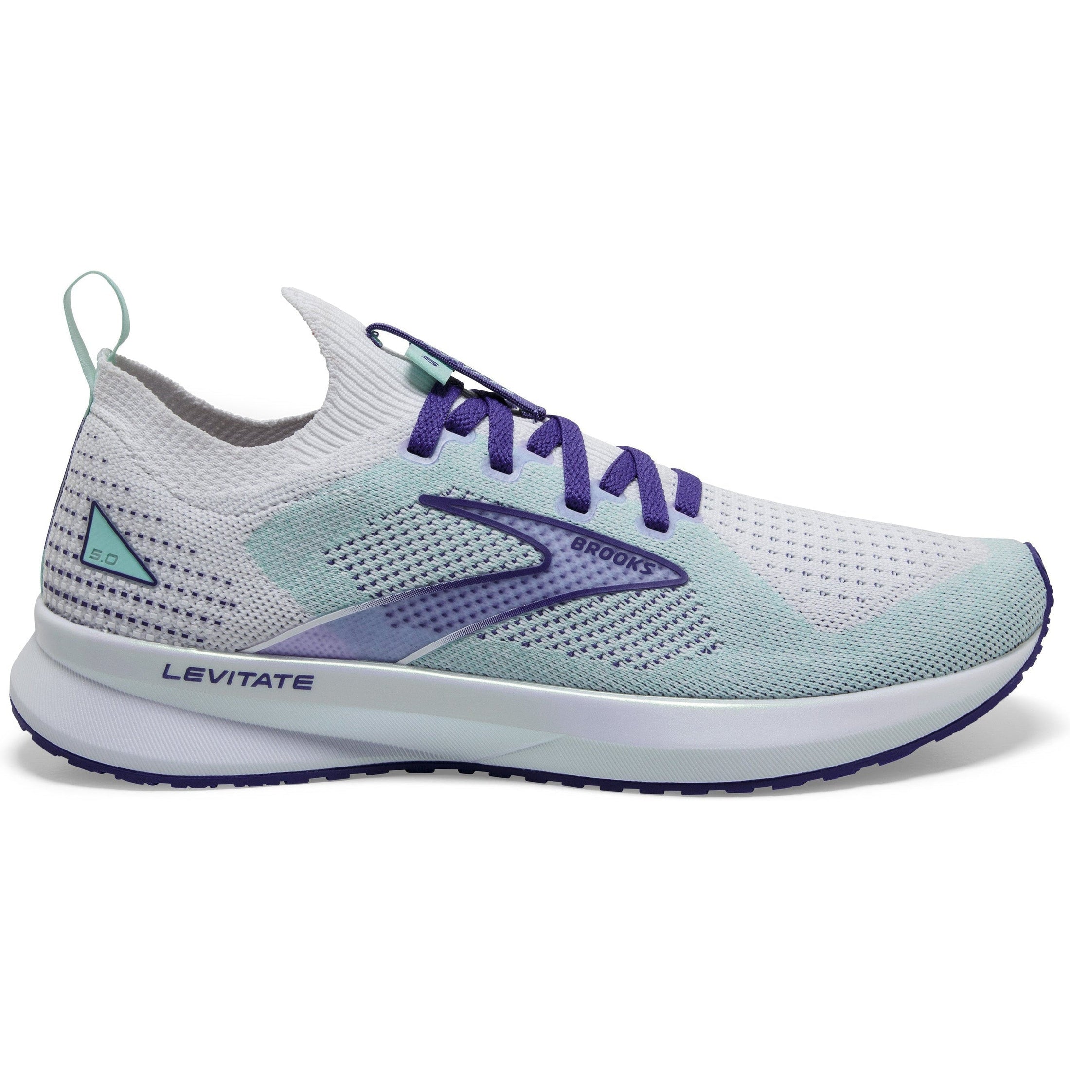 Brooks-Women's Brooks Levitate Stealthfit 5-Grey/Aqua/Purple-Pacers Running