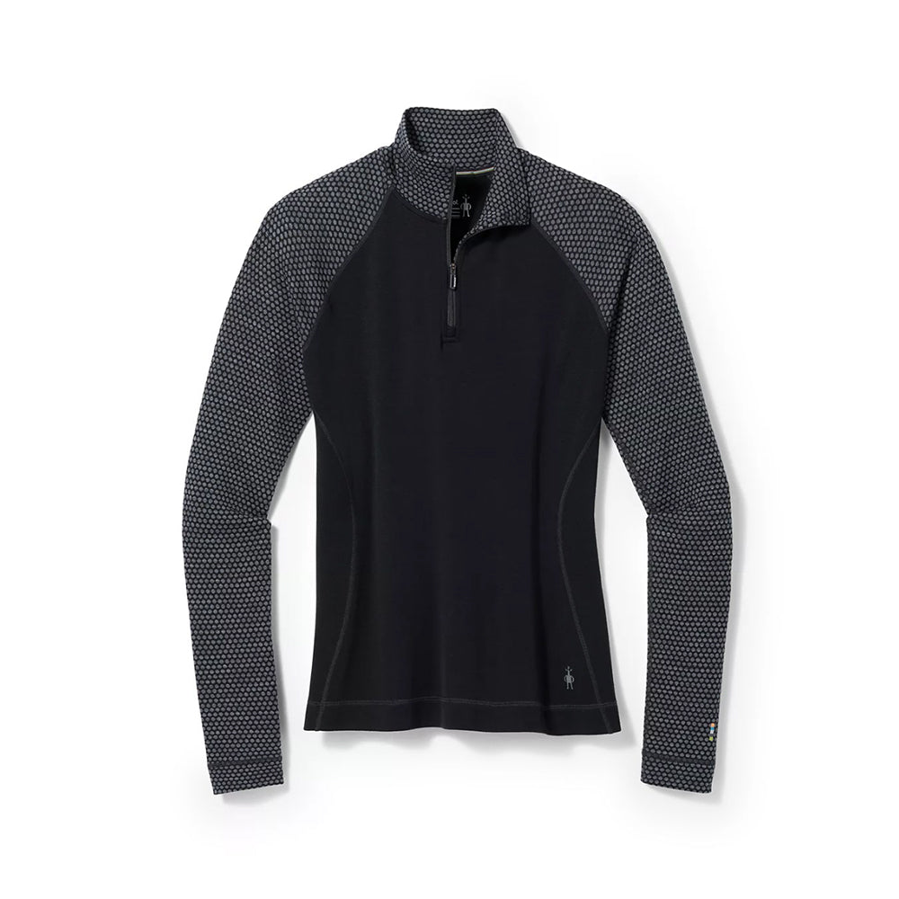 Smartwool-Women's Smartwool Classic Thermal Merino Base Layer Pattern 1/4 Zip-Black Dot-Pacers Running