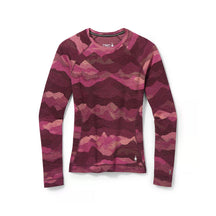 Smartwool-Women's Smartwool Classic Thermal Merino Base Layer Pattern Crew-Festive Fuschia Mountain Scape-Pacers Running