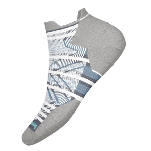 Smartwool-Women's Smartwool Run Targated Cushion Brush Stroke Print Low Ankle Socks-Mist Blue-Pacers Running